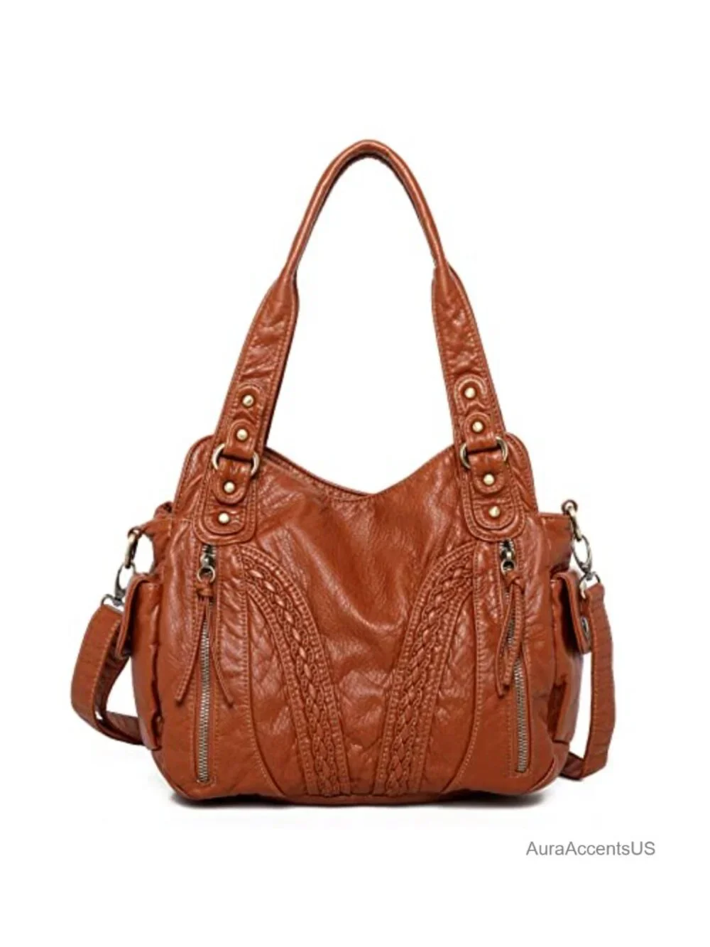 Y2K Hobo Bag Women Washed Leather Purse Crossbody Strap Roomy Handbag